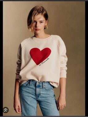 Sézane La Chamade Cream/Red Sweatshirt XS